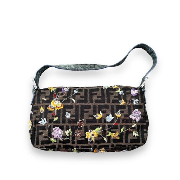 FENDI vintage floral embroidered zucca baguette - Picture 2 of 8
